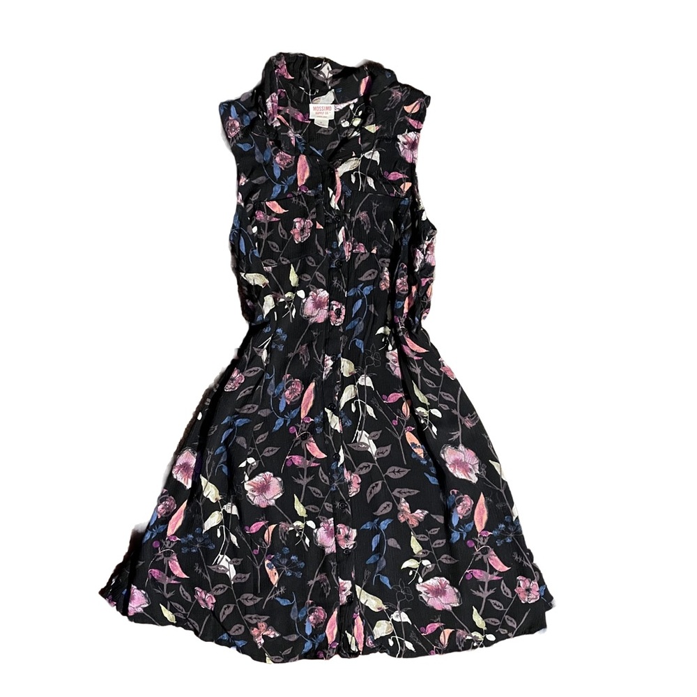 Black Floral Button Up Dress